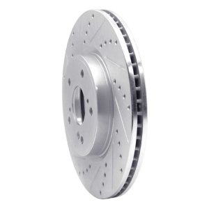 Acura ADX Brake Rotor (1) - Front Left - R1 Concepts - Drilled & Slotted - Silver - `13-`25